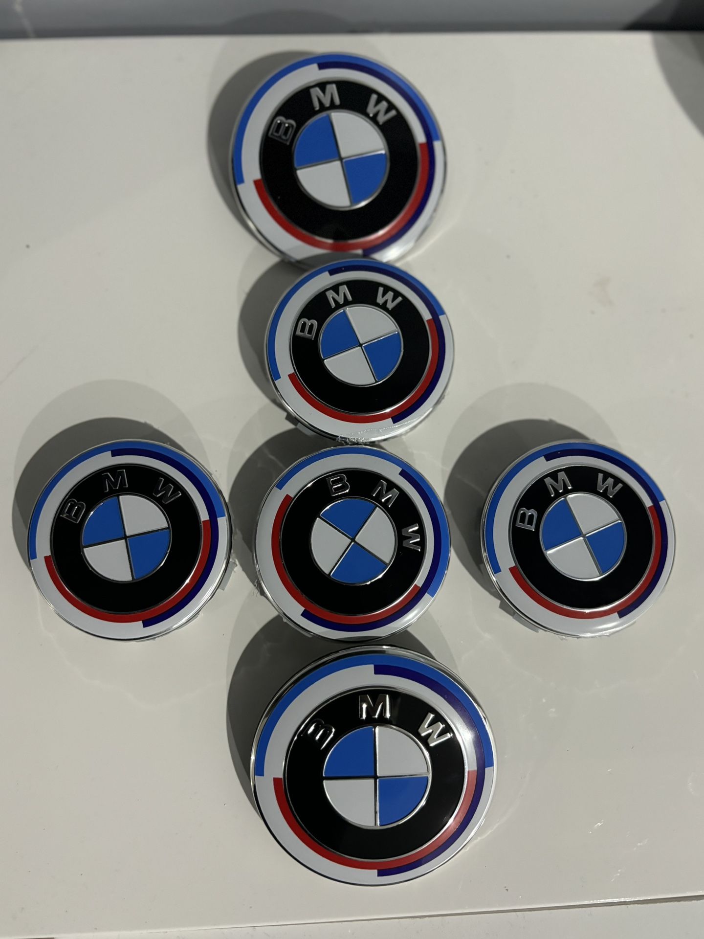 (6) Pcs BMW Center Hood And Trunk Emblems Center Caps 68MM 5x120