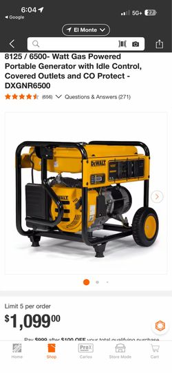 Used once dewalt generator 6,500 watts