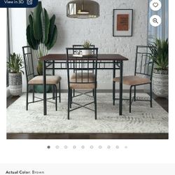 Mainstays Wood and Steel Dining Table 5 Piece