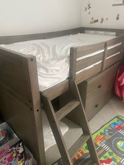 MUST GO - twin elevated bed with 2 sets of drawers underneath w mattress