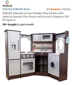 NEW IN BOX - KidKraft Ultimate Corner Wooden Play Kitchen with Lights & Sounds, Espresso – Perfect Christmas Gift for Kids