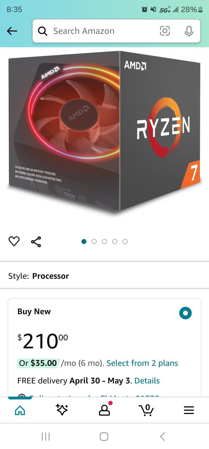 
Ryzen 2700X w/ wraith cooler CPU