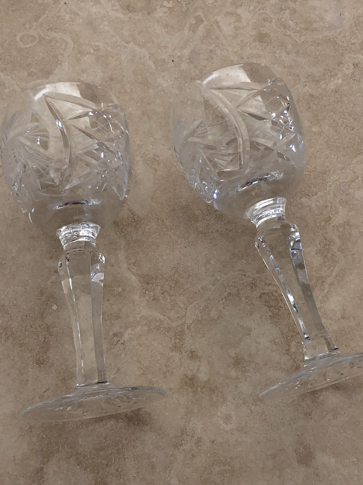 Waterford 2 Crystal 80’s cut glass Cordial stem glasses