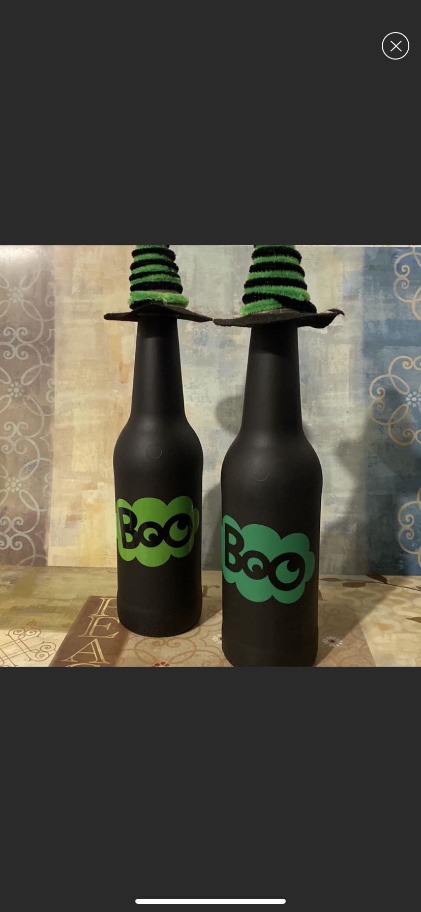 Hand Designed BOO Bottles Decor