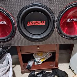Like new Two Red 15 Inch German Concepts And One 15 In Earthquake  