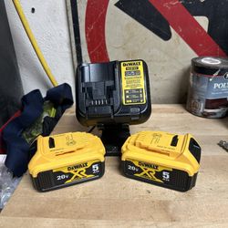 2 Dewalt 5ah Batteries And Charger 