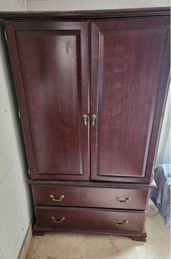 Cherry Wood Armoire with Drawers
