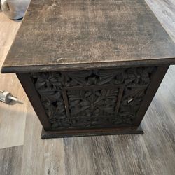 Carved Wood Side Table
