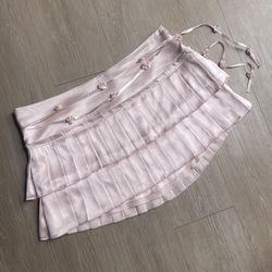 HOLLISTER Vintage Y2K Rare Barbie Light Pink Silk Pleated Micro Mini Skirt NEW