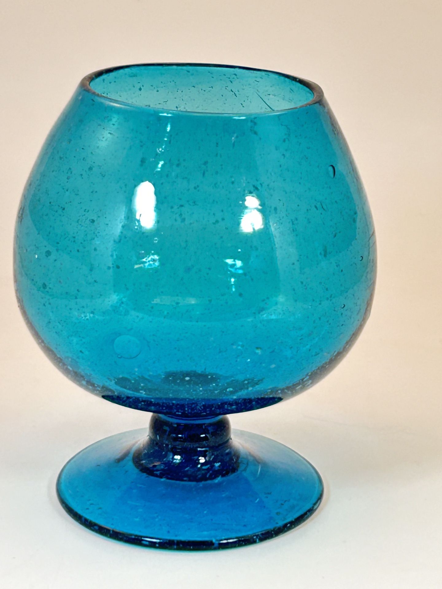 Hand Blown Italian Empoli Blue Glass Snifter