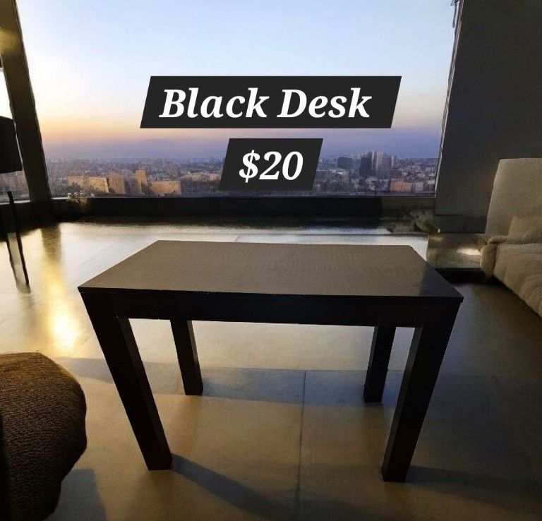 Black IKEA Wood Desk With Front Drawer