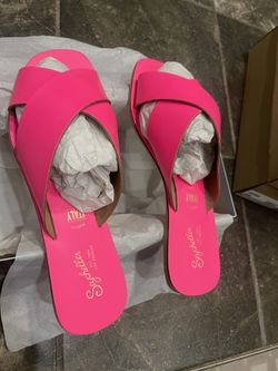 Brand New Neon Pink Slides 