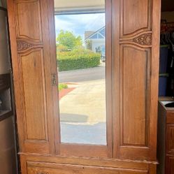 Antique armoire and matching side table