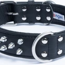 Angel Amsterdam Multi-line Spiked Standard Dog Collar, Black, 22 x 1.5-in