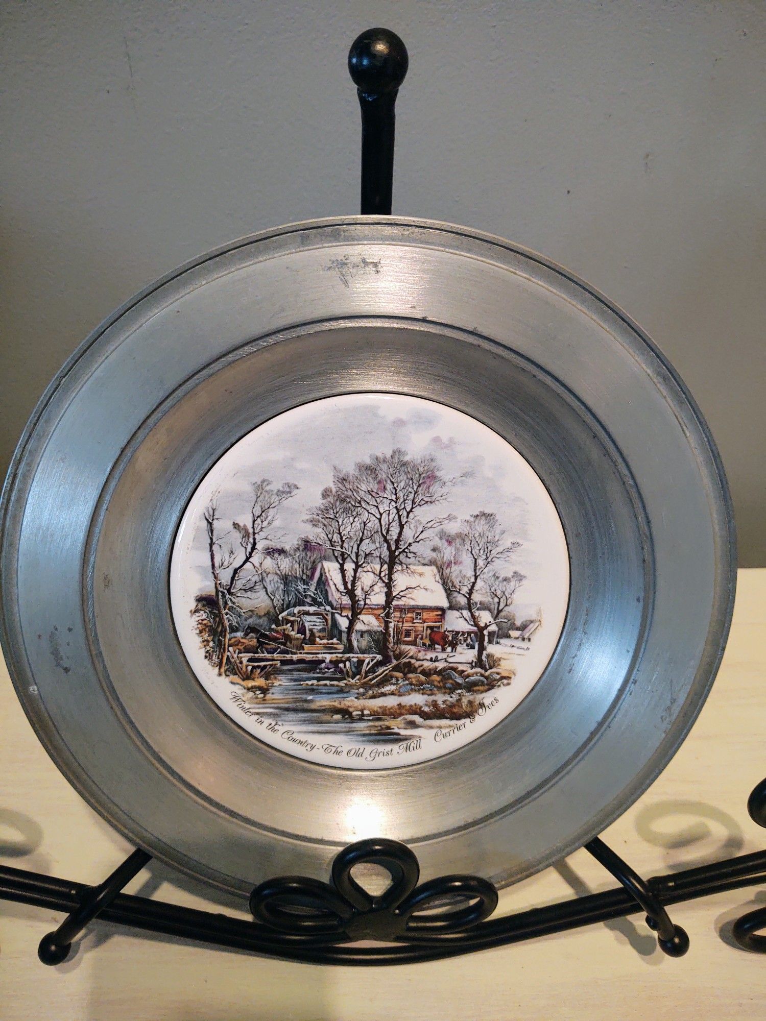 Vintage Currier And Ives Pewter Plate