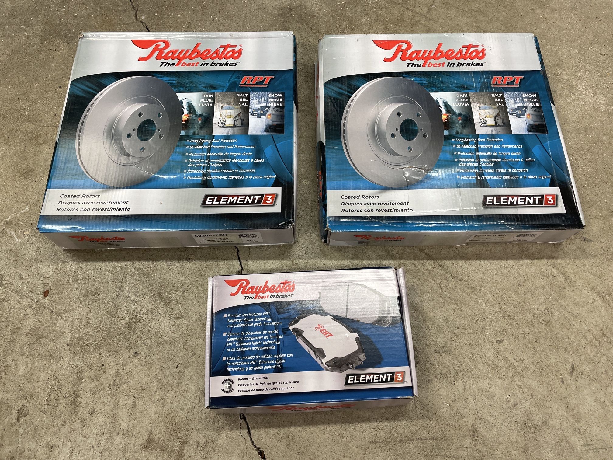 Raybestos Element3 front brake disc and pads GMC Acadia, Buick Enclave, Chevy Traverse, Chevy Blazer