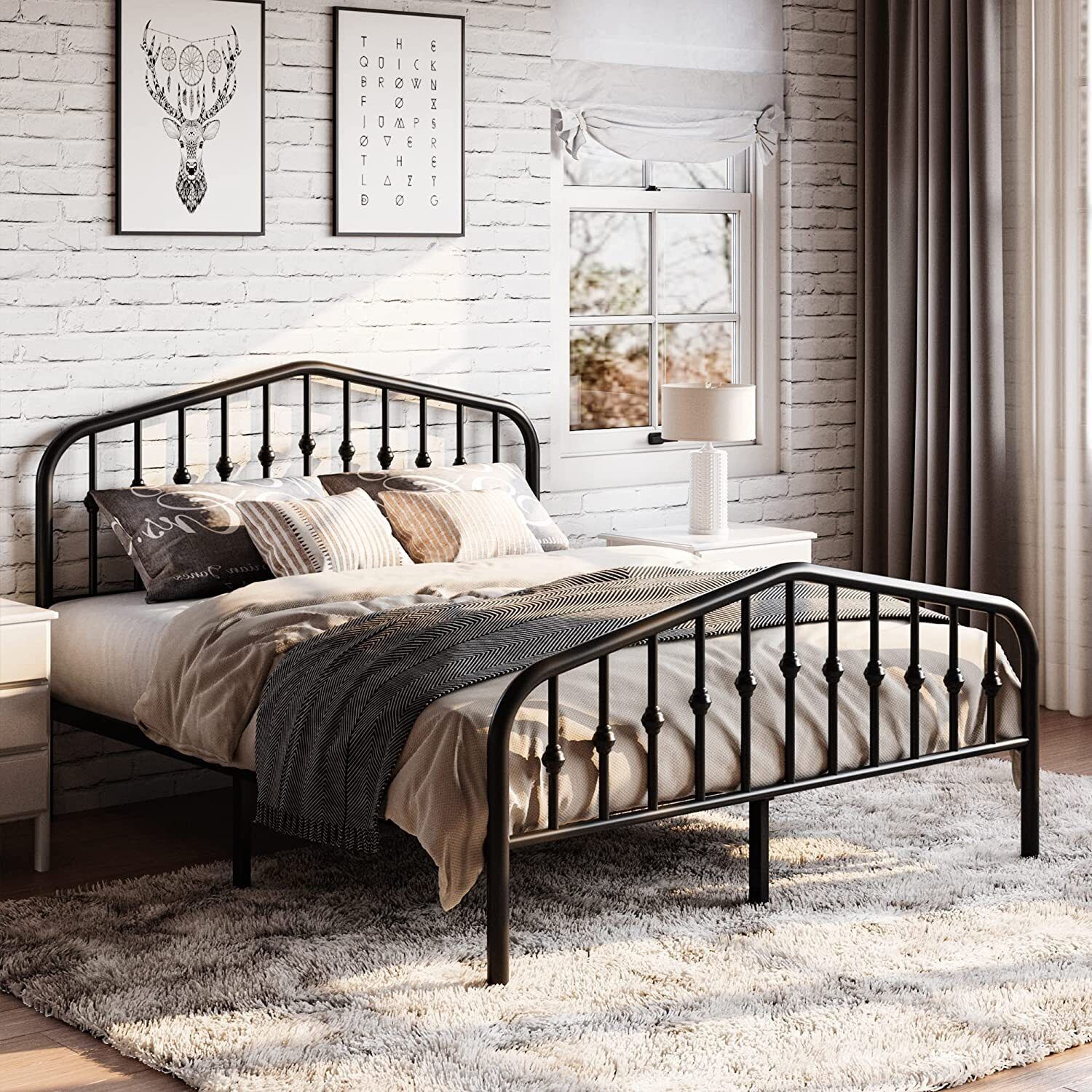 Bed Frame (Black/Metal/Risers) 