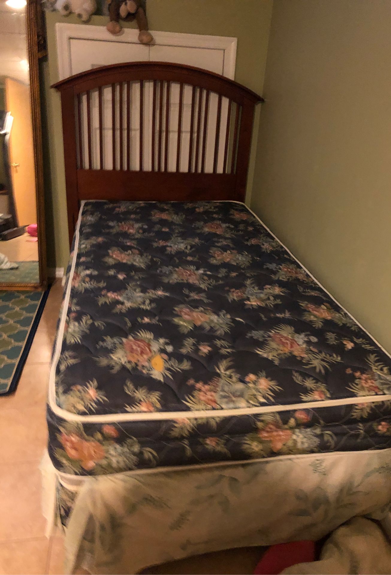 Twin bed frame and mattress