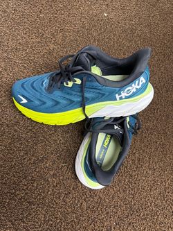 Hoka Running Sneakers Blue and Neon Yellow