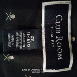 Club room Slim Fit Long Sleeve Button Up Shirt Black With White Skulls