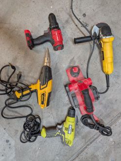 Angle grinder, heat gun, drills, wood planer lot