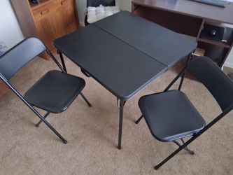 Black Folding Table and 4 Chair Set, includes cardboard box