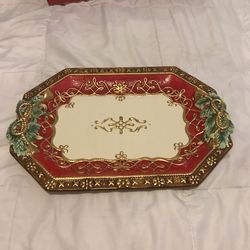 Fitz and Floyd St. Nick Christmas Platter. Comes with original box. Is in great condition. 17 " Length and 12" Width