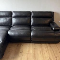 Black Leather Power Reclining Sectional 