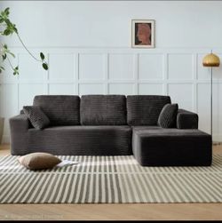 Modern Boneless Dark Gray Sectional Couch- Brand New In Box