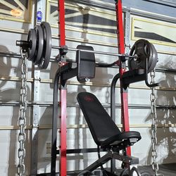 《FREE LOCAL DELIVERY》POWER RACK + ADJUSTABLE BENCH + 240 LBS OLYMPIC WEIGHTS + ADJUSTABLE DUMBBELLS