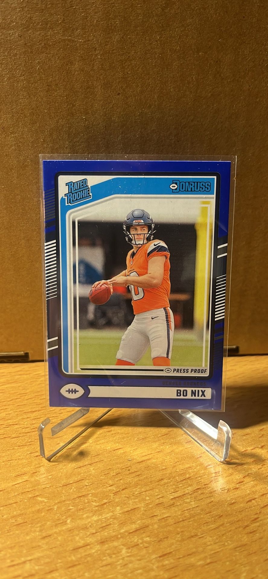 Bo Nix 2024 Donruss Blue Press Proof Rookie