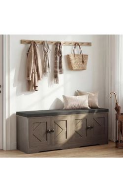 47.36 Storage Shoe Bench with Seat Cushion