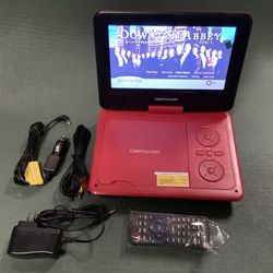 DBPOWER Portable DVD Player , 10" Swivel Display Screen and SD/ USB Port, 5 Hour Rechargeable Battery. Red
