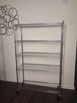 Chrome Wire Shelving Unit with Wheels
