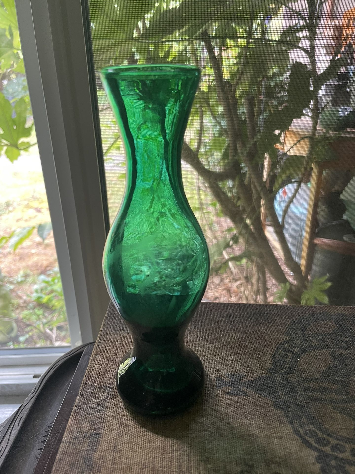 Beautiful green blown glass Empoli small elegant bud vase ๐บ