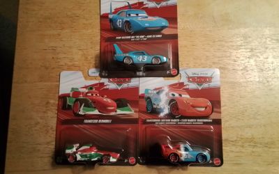 DISNEY PIXAR CARS McQUEEN, STRIPWEATHERS, & FRANCISCO BERNOULLI  $12-14