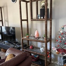 Vintage Milo Baughman Style Wicker Etageres