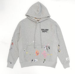 Gallery Dept Small Logo Cotton Hoodie Mens Grey