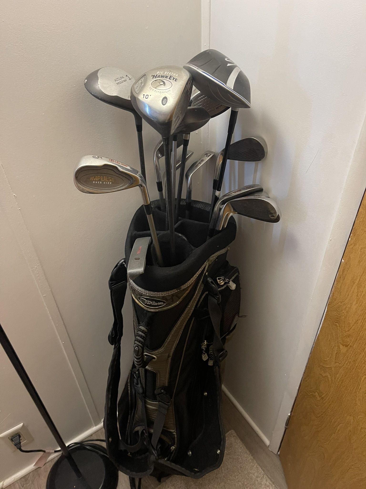 Golf clubs and bag