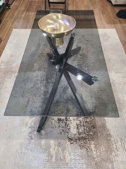 Glass Top CoffeeTable with Metal Base