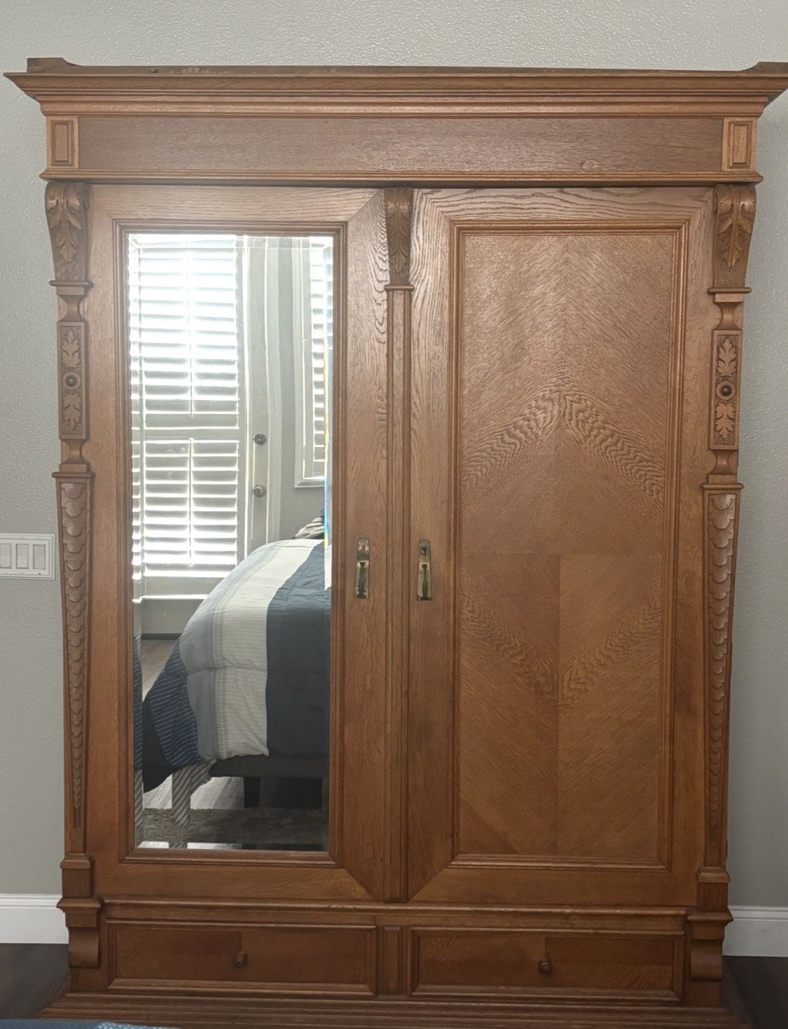 Large Bedroom Armoire With Mirror 83inch w 59inch width 25inch deep