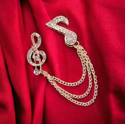 Vintage 1980s Music Themed Pin Set In Gold Tone Or Silver Tone