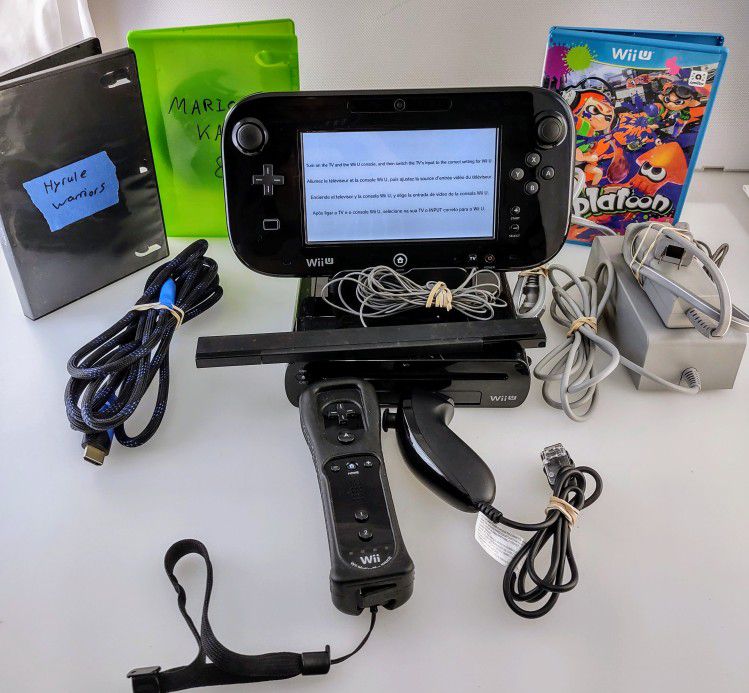 Black Nintendo Wii U 32GB Console Deluxe Bundle with 3 games