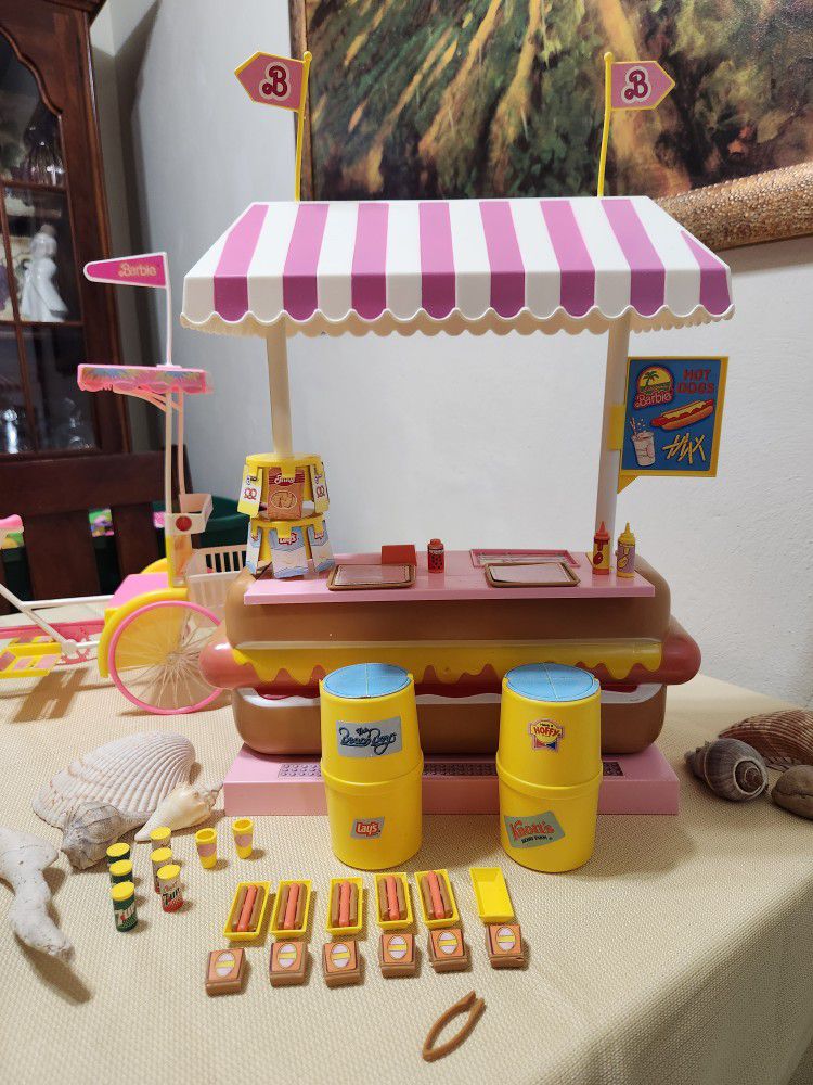 Barbie California Hot Dog Stand 1987 - RARE Mattell Food w/ Accessories (4463)
