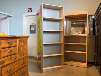 Slim & Tall Adjustable Shelf Blonde Bookcase