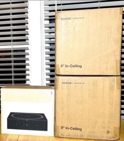 2(Pairs) of 8" Sonos In-Ceiling Architecture Speakers Bundle With 1x Sonos Amp Brand New Sealed Includes Warranty Does-not-include-installation-labor!