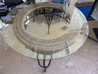 2 piece glass wrought iron table set