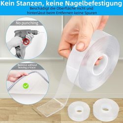 Nano Double Sided Tape Heavy Duty, Extra Thick Double Side Tape, Multifunctional Reusable Washable Traceless Transparent Gel Tape, Wall Sticky Strips 