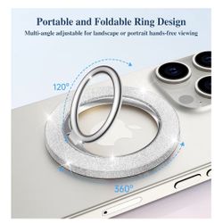 Magnetic Phone Ring Holder Compatible with MagSafe Grip, [Super Magnet] 360° Rotatable Adjustable Twinkle Kickstand, Mag Safe Stand for iPhone 17 Pro 