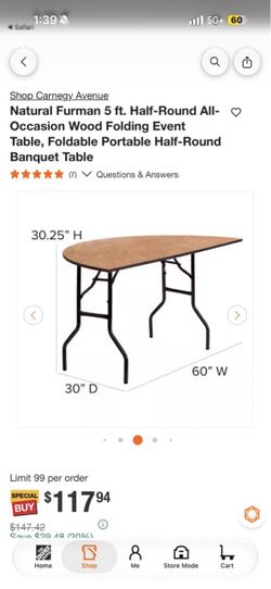 Wood half round table.